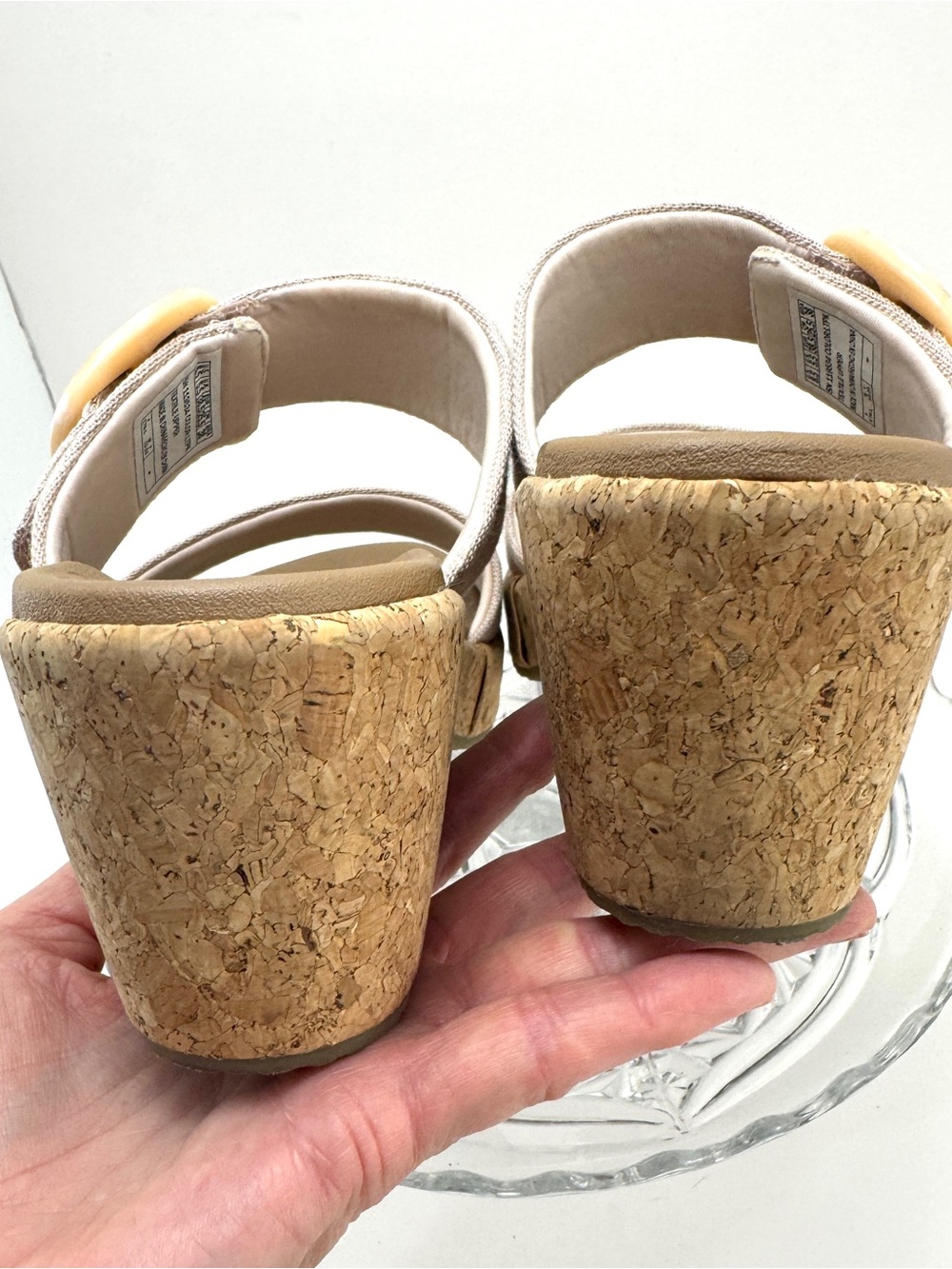 💖 Skechers Lux Foam Cork Wedge Beige Sandals, Sz 8.5 - Picture 5 of 16